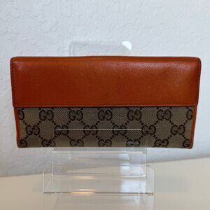 Gucci Heart Logo Canvas and Leather Long Wallet